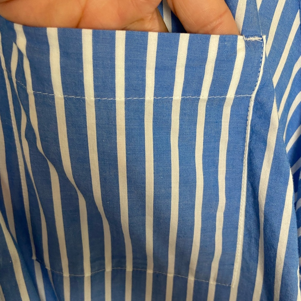 Old Navy Short Sleeves Shirt Dress XL Nautical Blue Lagenlook Resort Cruise - Picture 5 of 12